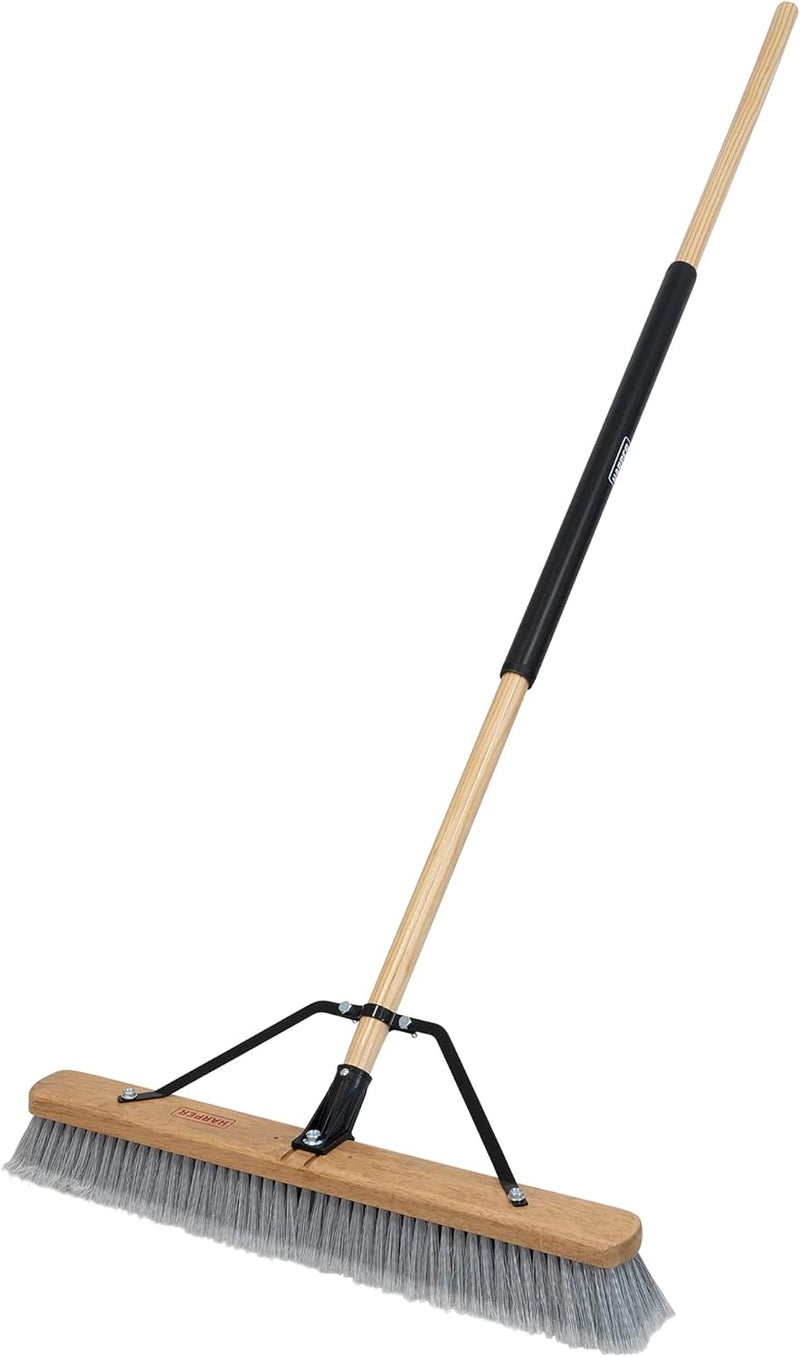 Harper 24 Inch Indoor Smooth-Surface Push Broom with Flagged Bristles for Sand, Saw Dust, Wood Shavings and Pet Hair in Garages, Warehouses, and Workshops - Image 1